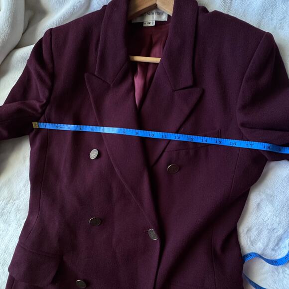 Jones New York Metro Merlot Wine Colored Long Wool Winter Coat Women's Size 12 - Picture 4 of 16